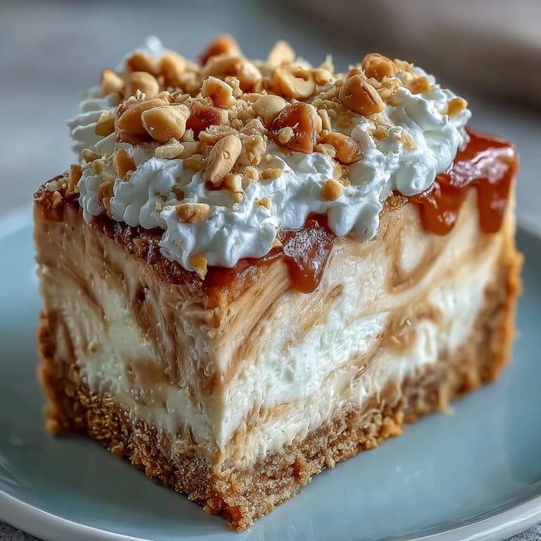 A whole Nutter Butter Cheesecake with whipped cream swirls, chopped peanuts, and cookies on top, ready to serve to guests.