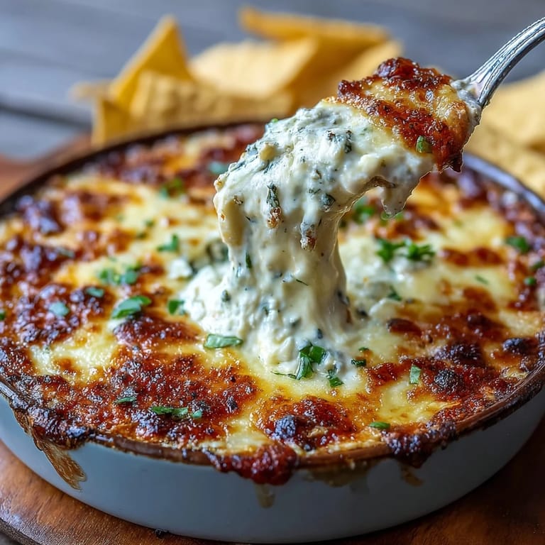 Golden-brown Hot Black-Eyed Pea Dip with Jalapeño and Cumin, baked until creamy and served alongside crunchy tortilla chips for dipping.  