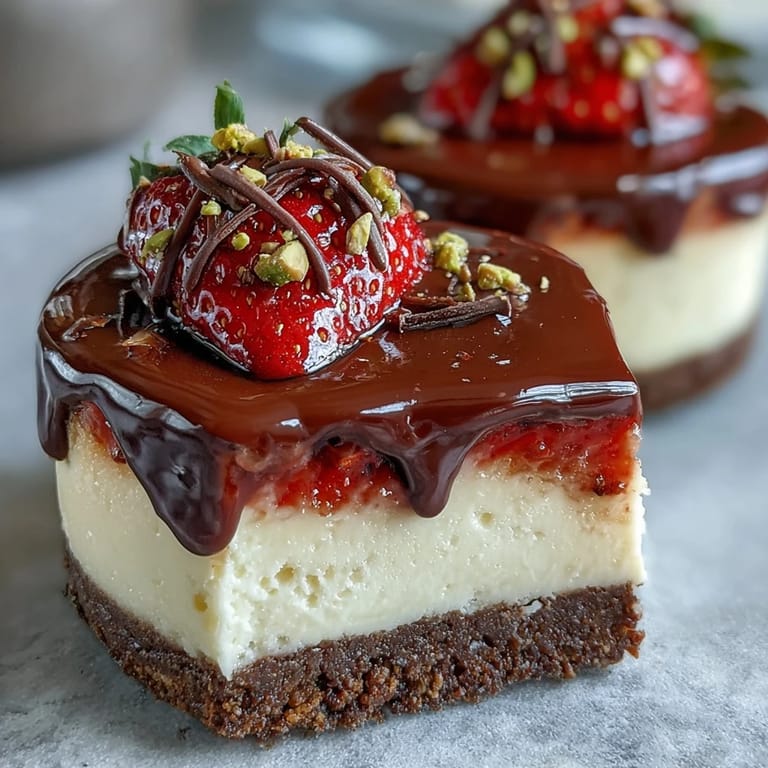 No-bake strawberry cheesecake cups layered with chocolate biscuit base, creamy filling, and juicy fruit, topped with glossy chocolate.