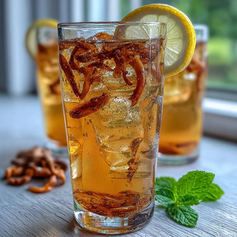Bright and bubbly ginger prebiotic lemonade served over ice with a garnish of lemon and mint, ideal for a healthy summer beverage.