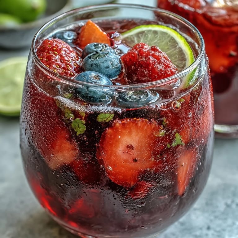 Sip this delightful Iced Hibiscus Berry Tea, chilled and packed with berries.