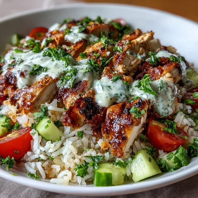 Tender spiced chicken in a satisfying Middle Eastern Shawarma Bowl with fresh toppings.