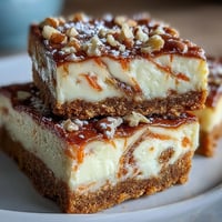 Close-up of marbled carrot cake cheesecake bars ready for spring dessert.
